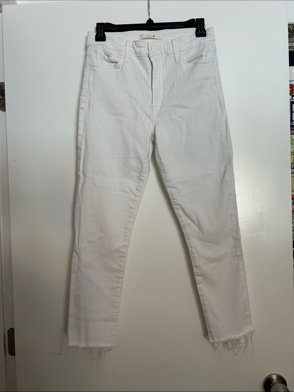 Joe's Jeans White Cropped Skinny with Frayed Hem